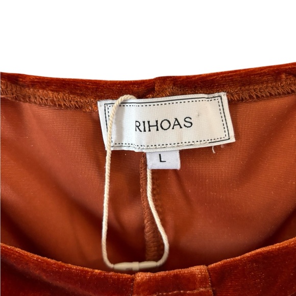 Rihoas Rust Velvet Velour Tie Sleeve Holiday Mini Dress - Picture 7 of 9